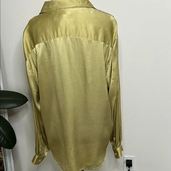 Evan Picone SILK light olive green long sleeve Blouse - Picture 8 of 11
